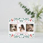 Kerstfeestdag heilig met bessen 3 Foto's Kaart (Staand voorkant)