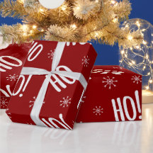 Kerstfeestdag Ho Ho Red White Wrapping Paper