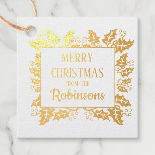 kerstfeestdag Holly Berry Tree Gift Label (Voorkant)