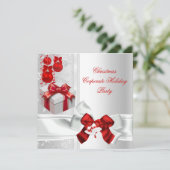 Kerstfeestdag in bedrijf: rood wit kaart (Staand voorkant)