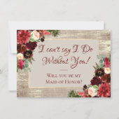 Kerstfeestdag in Boho Burgundy Gold Bridal Kaart (Voorkant)