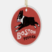 kerstfeestdag in Boston Terrier Dog Keramisch Ornament (Rechts)