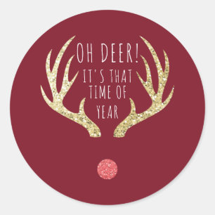 Kerstfeestdag in de Eerste Kerstdag in Deer Antler Ronde Sticker