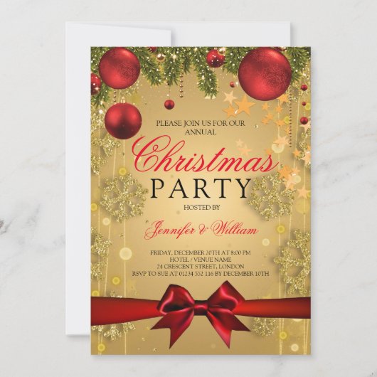 Kerstfeestdag in de gouden en rode slam kaart (Voorkant)