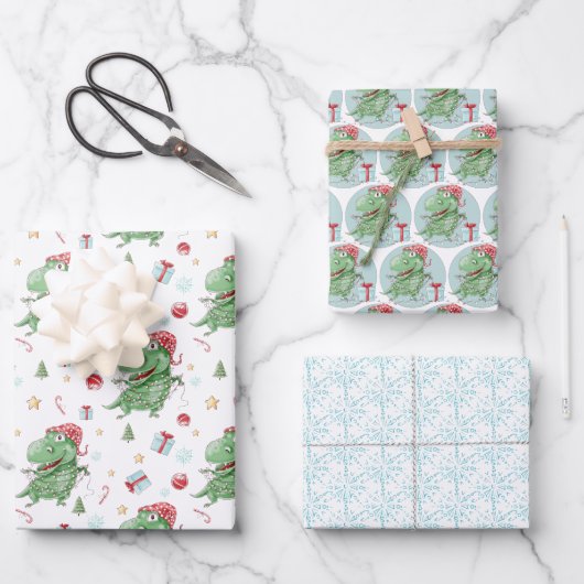Kerstfeestdag in de T-Rex-feestdag Inpakpapier Vel (Voorkant)