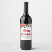 kerstfeestdag in Floral Wijn Etiket (Voorkant)