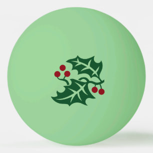 Kerstfeestdag in Groene Holly en Rode Berries Pingpongballen