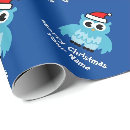 Kerstfeestdag in het aangepaste kind Cute blue San Cadeaupapier (Rol Hoek)