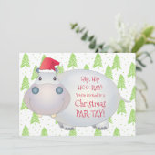 Kerstfeestdag in het Kind Hippo Hippopotamus Kaart (Staand voorkant)
