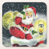 kerstfeestdag in het vizier  vierkante kartonnen onderzetter (Voorkant)