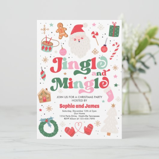 Kerstfeestdag in Jingle en Mingle Kaart (Staand voorkant)