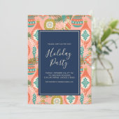 Kerstfeestdag in kleurrijke Retro Kaart (Staand voorkant)