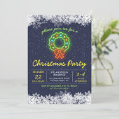 Kerstfeestdag in Navy Blue Neon Snowflake Kaart (Staand voorkant)