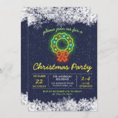 Kerstfeestdag in Navy Blue Neon Snowflake Kaart (Voorkant / Achterkant)