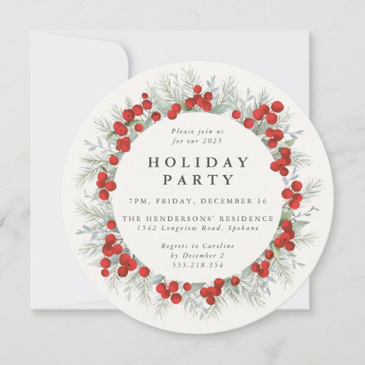 Kerstfeestdag in Rood Rood met legant Kaart (Voorkant)