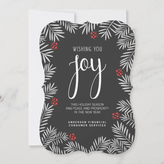 kerstfeestdag Joy Chalkboard Pine Branch Feestdagenkaart (Voorkant)