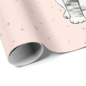 Kerstfeestdag kat Decoratie Fun Silver Cadeaupapier (Rol Hoek)