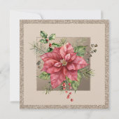 Kerstfeestdag Luncheon Glitter Winter Floral Kaart (Achterkant)