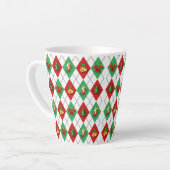 Kerstfeestdag met argyle Pattern Retro Latte Mok (Linkerhoek)