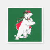 Kerstfeestdag met blauw Beer voor kerstschaatsen O Servetten (Voorkant)