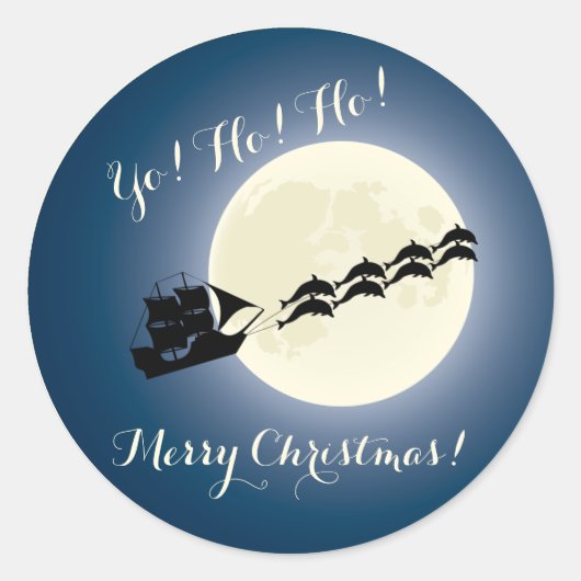 kerstfeestdag met Dolphins Ronde Sticker (Voorkant)
