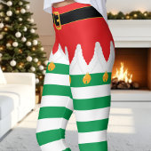 Kerstfeestdag met Elf Red en Green Stripe Leggings