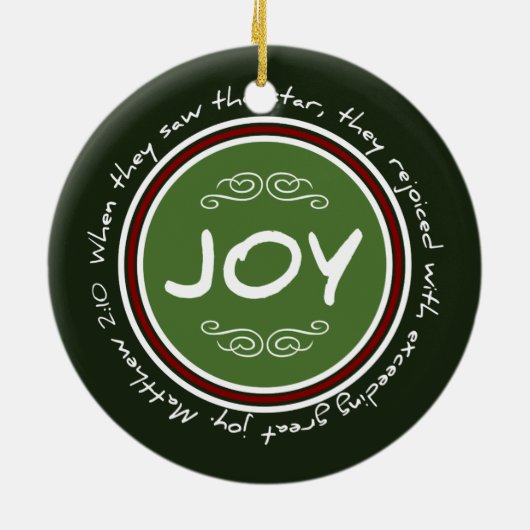 kerstfeestdag met feestelijke Bijbel Verse Round O Keramisch Ornament (Achterkant)