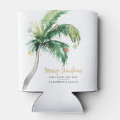 Kerstfeestdag met gedecormeerde palmbomen blikjeskoeler (Achterkant)