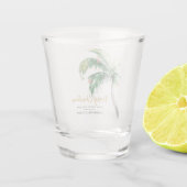 Kerstfeestdag met gedecormeerde palmbomen shot glas (Achterkant)