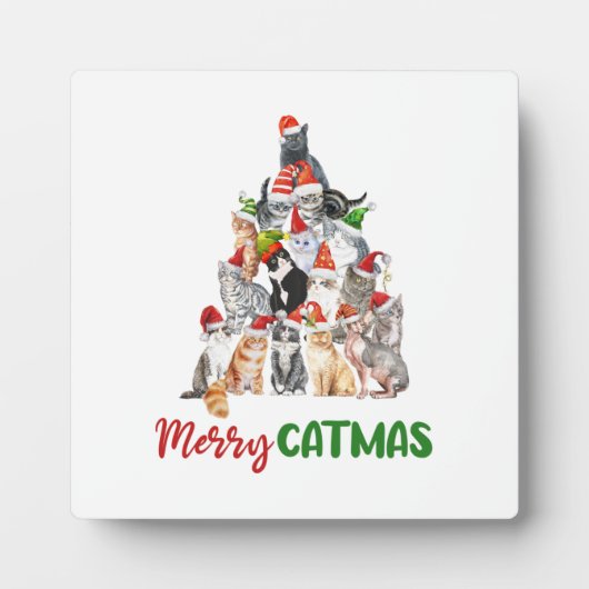 kerstfeestdag met kat kerstboomkat met kerstmis fotoplaat (Voorkant)