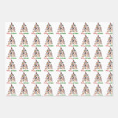kerstfeestdag met kat kerstboomkat met kerstmis inpakpapier vel (Voorkant 3)