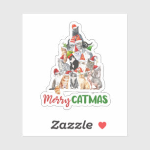 kerstfeestdag met kat kerstboomkat met kerstmis sticker