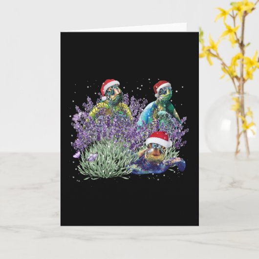 Kerstfeestdag met kerstfeestdag in Turtle Lavender Kaart (Gele Bloem)