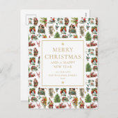 kerstfeestdag met Retro Feestdagenkaart (Voorkant / Achterkant)