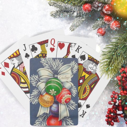 kerstfeestdag met Retro-kerstornamental Pokerkaarten