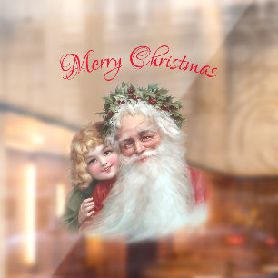  kerstfeestdag met Retro Santa Claus Raamsticker