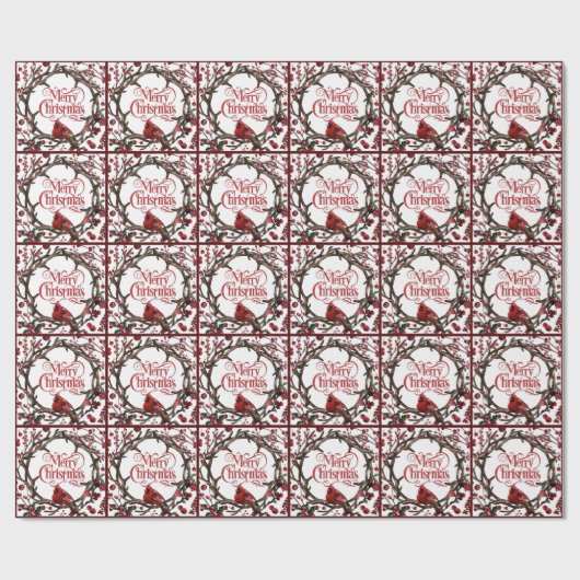 Kerstfeestdag met rode borstbessen cadeaupapier (Vlak)
