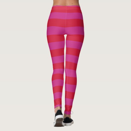 Kerstfeestdag met rode roze en rode strepen leggings (Achterkant)