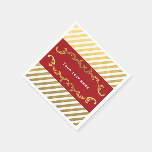 Kerstfeestdag met rood en goudstaven Napkins Servetten (Hoek)