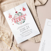 Kerstfeestdag met rood en groen uitnodiging briefkaart