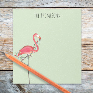 kerstfeestdag met roze flamingo Cute Notitieblok