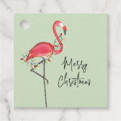 kerstfeestdag met roze lampjes bedankjes labels (Voorkant)