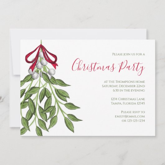 Kerstfeestdag Mistletoe Greenery QR Code Kaart (Voorkant)