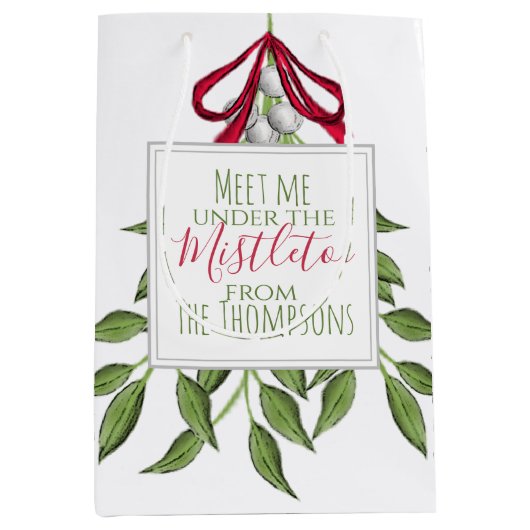 Kerstfeestdag Mistletoe Merry Whimsical Cute Medium Cadeauzakje (Voorkant)