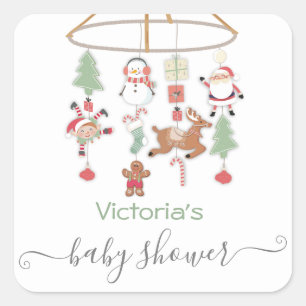 Kerstfeestdag mobiel Baby shower Vierkante Sticker