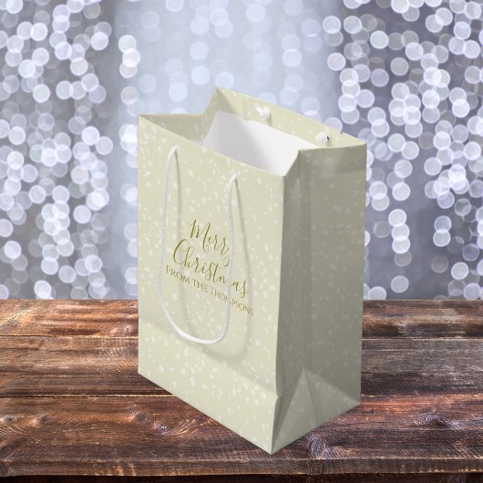 Kerstfeestdag Modern minimalistische goudsneeuw Medium Cadeauzakje