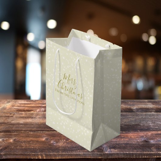 Kerstfeestdag Modern minimalistische goudsneeuw Medium Cadeauzakje