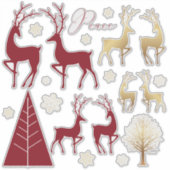 Kerstfeestdag moderne elementen rood goud sticker (Voorkant)