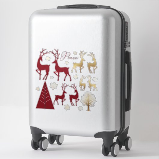 Kerstfeestdag moderne elementen rood goud sticker (Koffer)