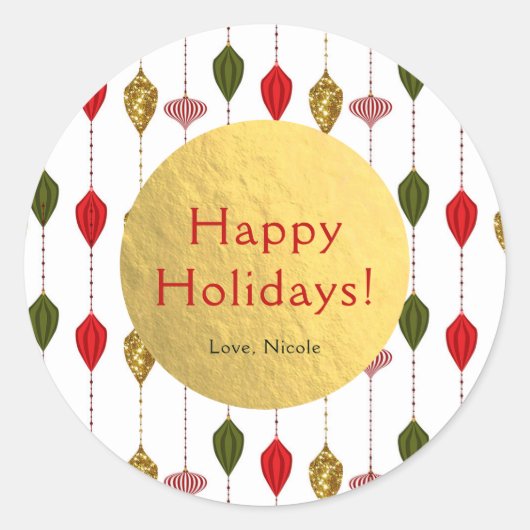 Kerstfeestdag  moderne glam-versieringen ronde sticker (Voorkant)